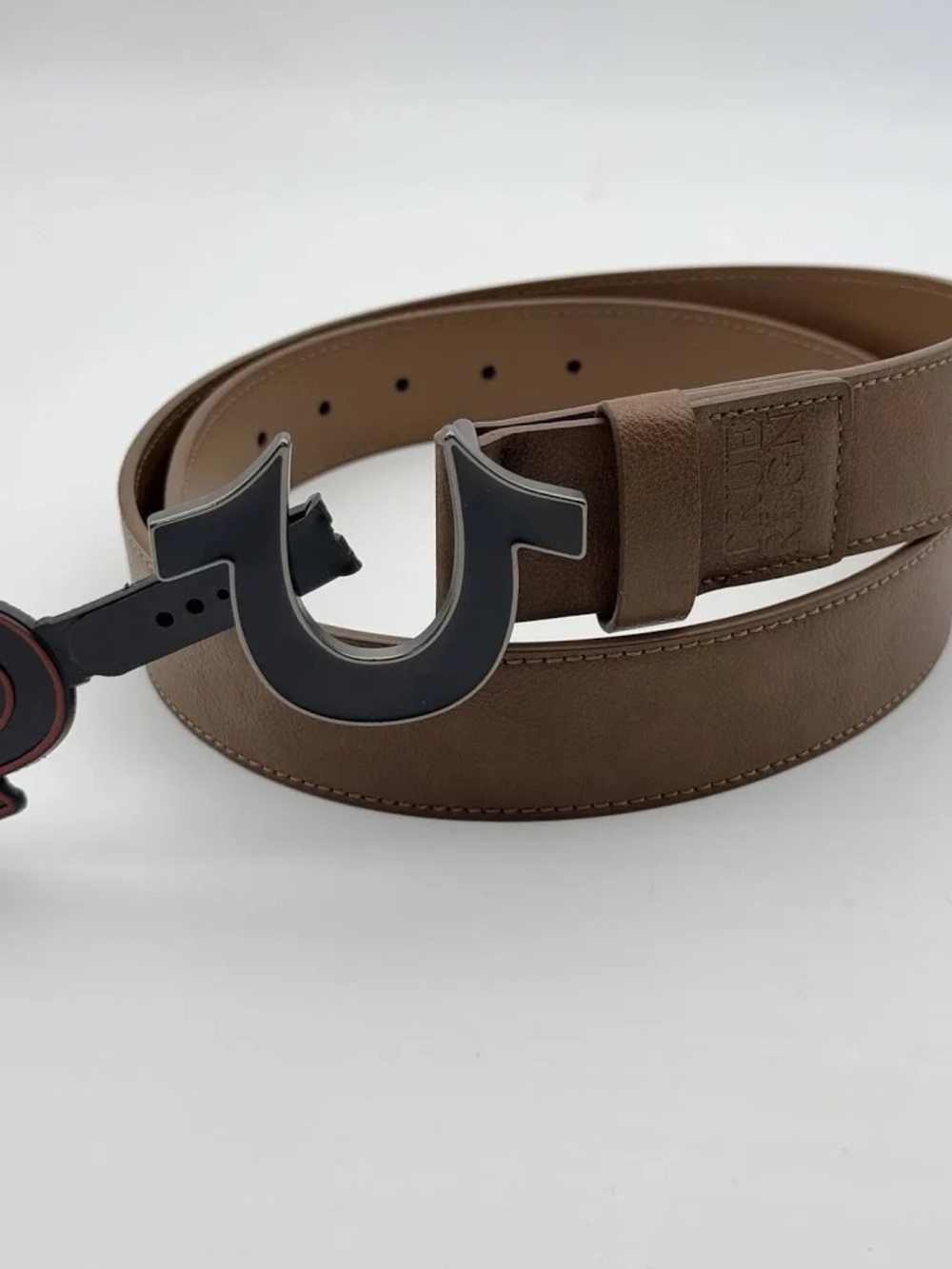 Men's True Religion Brown Leather Horseshoe Belt